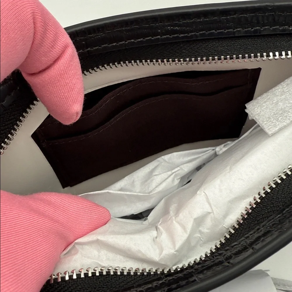 Coach Slim Crossbody Croc Embossed Bag Black - Picture 8 of 16